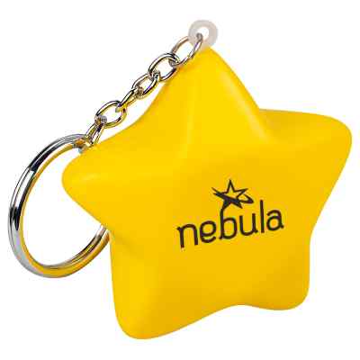 Foam star stress ball keychain with custom imprint.