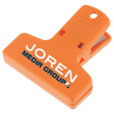 Plastic orange heavy duty chip clip full color printed.