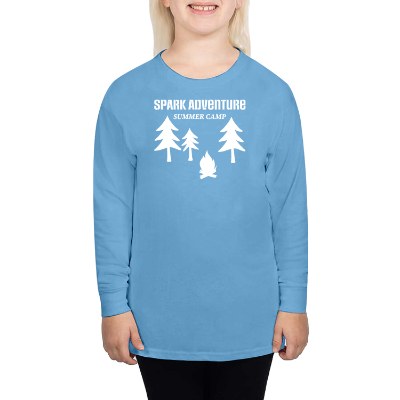 Youth carolina blue long sleeve t-shirt with custom logo.