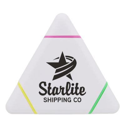 Plastic triple corner highlighter with printed imprint.