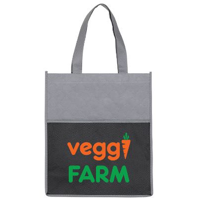 Polypropylene royal blue diamond shopper tote with full color logo.