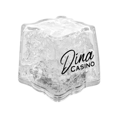 Light up ice cube with custom logo.
