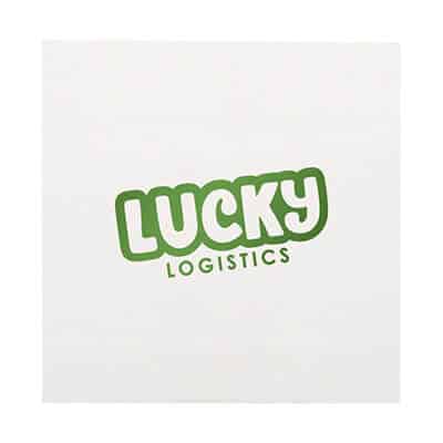 2Ply tissue white foil stamped linen dinner napkins with logo.