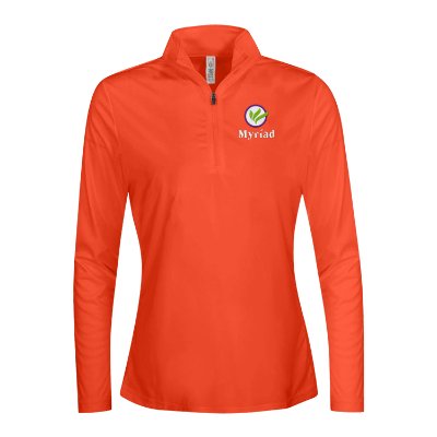 Womens Embroidered Orange Quarter-Zip Jacket