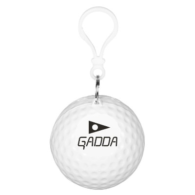Easy store golfers poncho with custom imprint.