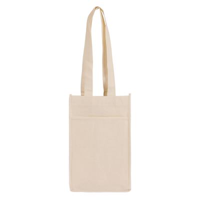 Non-woven polypropylene khaki four bottle tote blank.