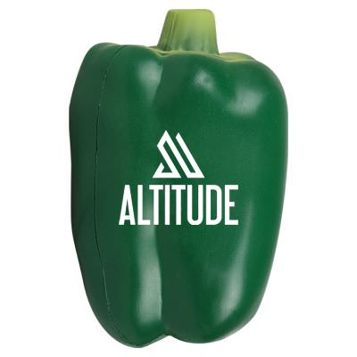 Foam bell pepper stress ball with custom imprint.