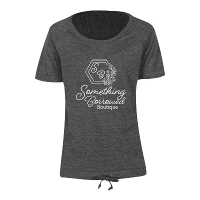 Dark graphite custom womens short sleeve t-shirt with logo.