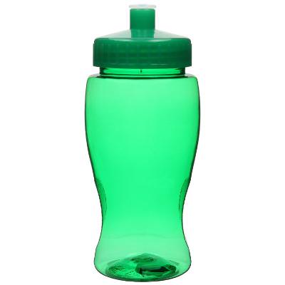 Poly-pure green water bottle blank with push pull lid in 18 ounces.