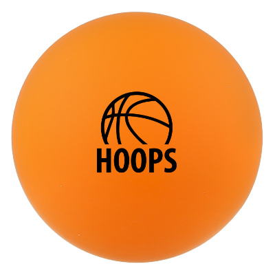 Orange plastic massager with a branded imprint.