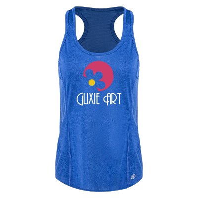 Personalized full color imprint on electric blue tank.