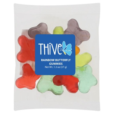 Clear plastic packet with a branded logo.