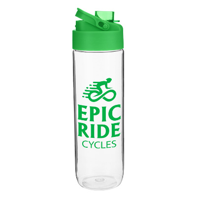 Plastic green water bottle with custom logo in 24 oz.