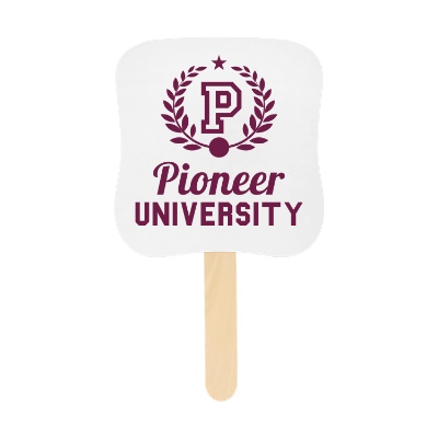 White paper hand fan with a personalized imprint