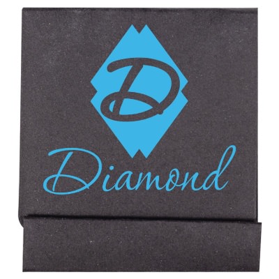 Black paper nail file with a custom logo.