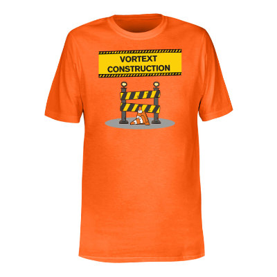 Personalized safety orange tee with full color logo.
