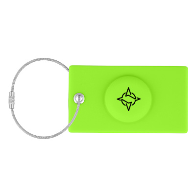 Silicone lime luggage tag with custom logo.