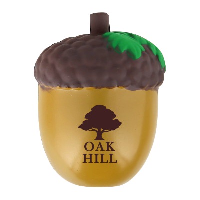 Tan foam stress ball with a personalized imprint.
