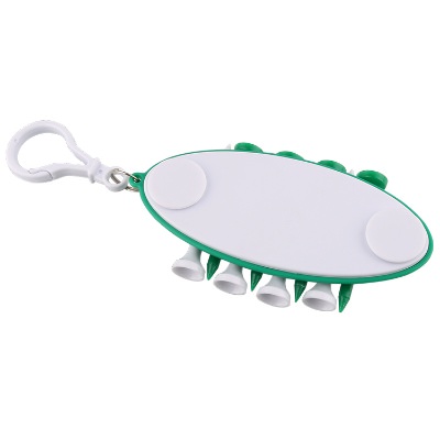 Plastic green golf tee set with plastic tees keychain blank.