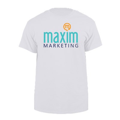 Full color customizable white short sleeve t shirt.