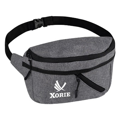 Grey waist pack with custom logo.