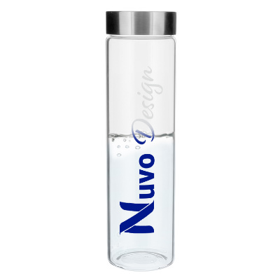 Glass sports bottle with color changing ink in 20 oz.