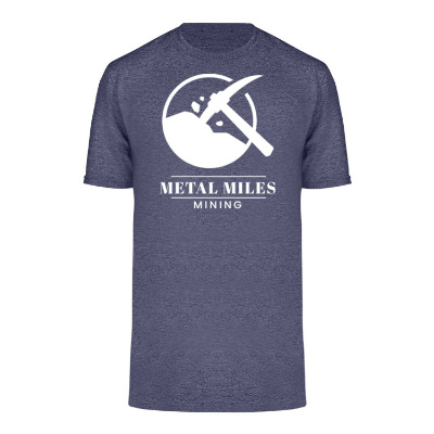 Salvaged navy heather tee personalized with logo.