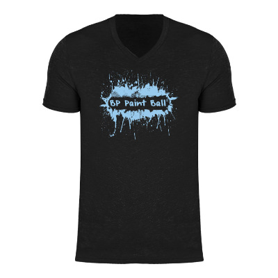 Deep black customized tee with imprint.