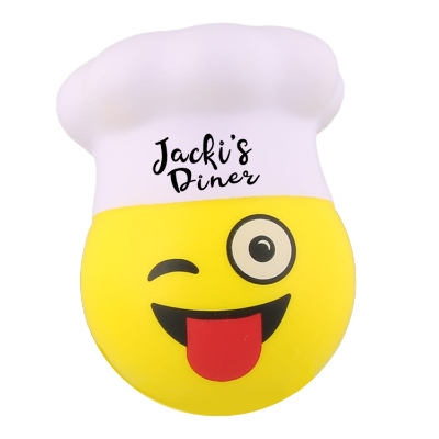 Yellow with white foam stress ball with a custom logo.