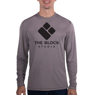 Graphite long sleeve tee with custom logo.