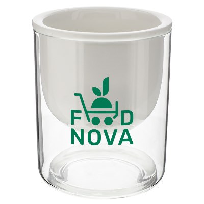 White glass personalized watering planter.