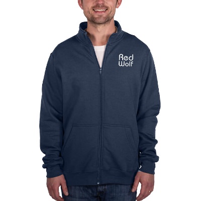 Blue custom imprinted sweatshirt.
