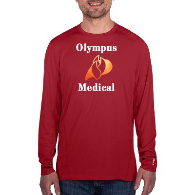 Full color custom ripped red long sleeve tee.