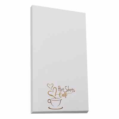5x8 inches adhesive pad with full color imprint.