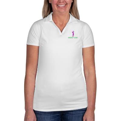 Custom white embroidered ladies' golf polo