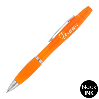 Plastic green solid highter pen combo with logo.