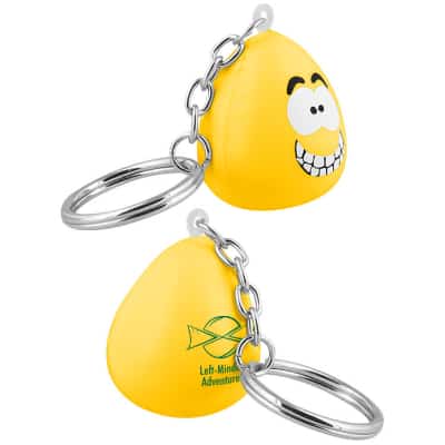 Foam happy maniac stress ball key ring printed logo.