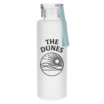 Glass water bottle with custom logo in 16 oz.