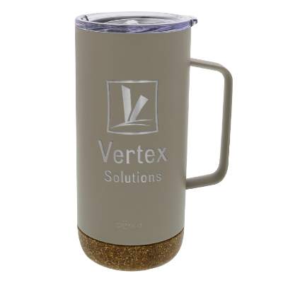 Sand stainless tumbler with custom logo.