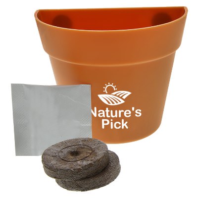 Terra cotta plastic personalized planter kit.