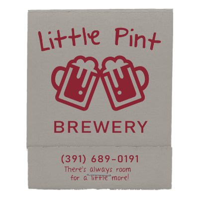 Gray paper matchbook with a custom logo.