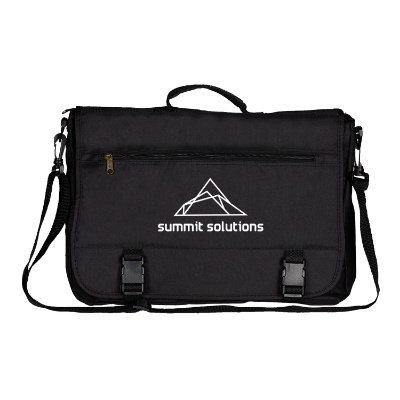 Polycanvas navy mariner business briefcase with imprinted logo.