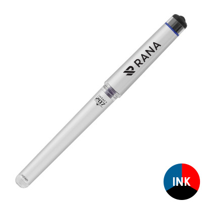 Blue plastic pen with a custom imprint.