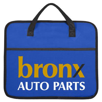 Non-woven polypropylene royal blue trunk organizer with full color logo.