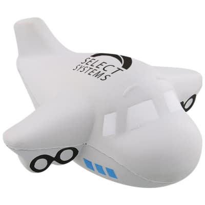 Foam jumbo jet stress ball with personalized promo.