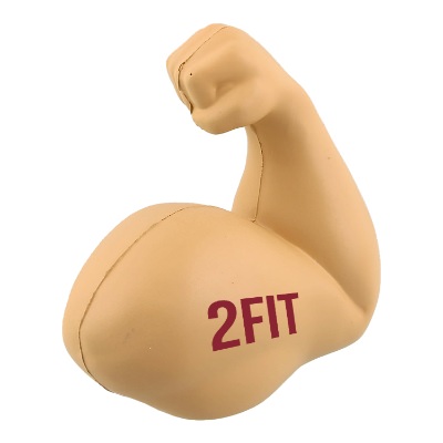 Tan foam stress ball with a personalized imprint.