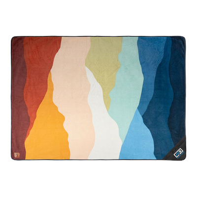 Colorful blanket with full-color imprint.