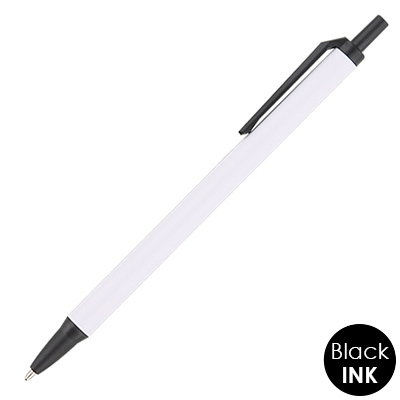 White click pen with colorful accent.