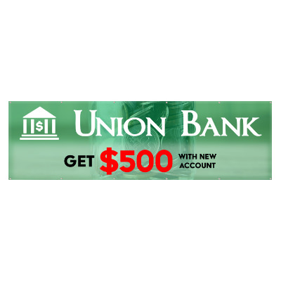 3 feet x 10 feet custom full-color printed 13 oz. vinyl banner with grommets.