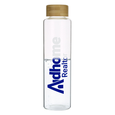 Glass water bottle with color changing ink in 18.6 oz.